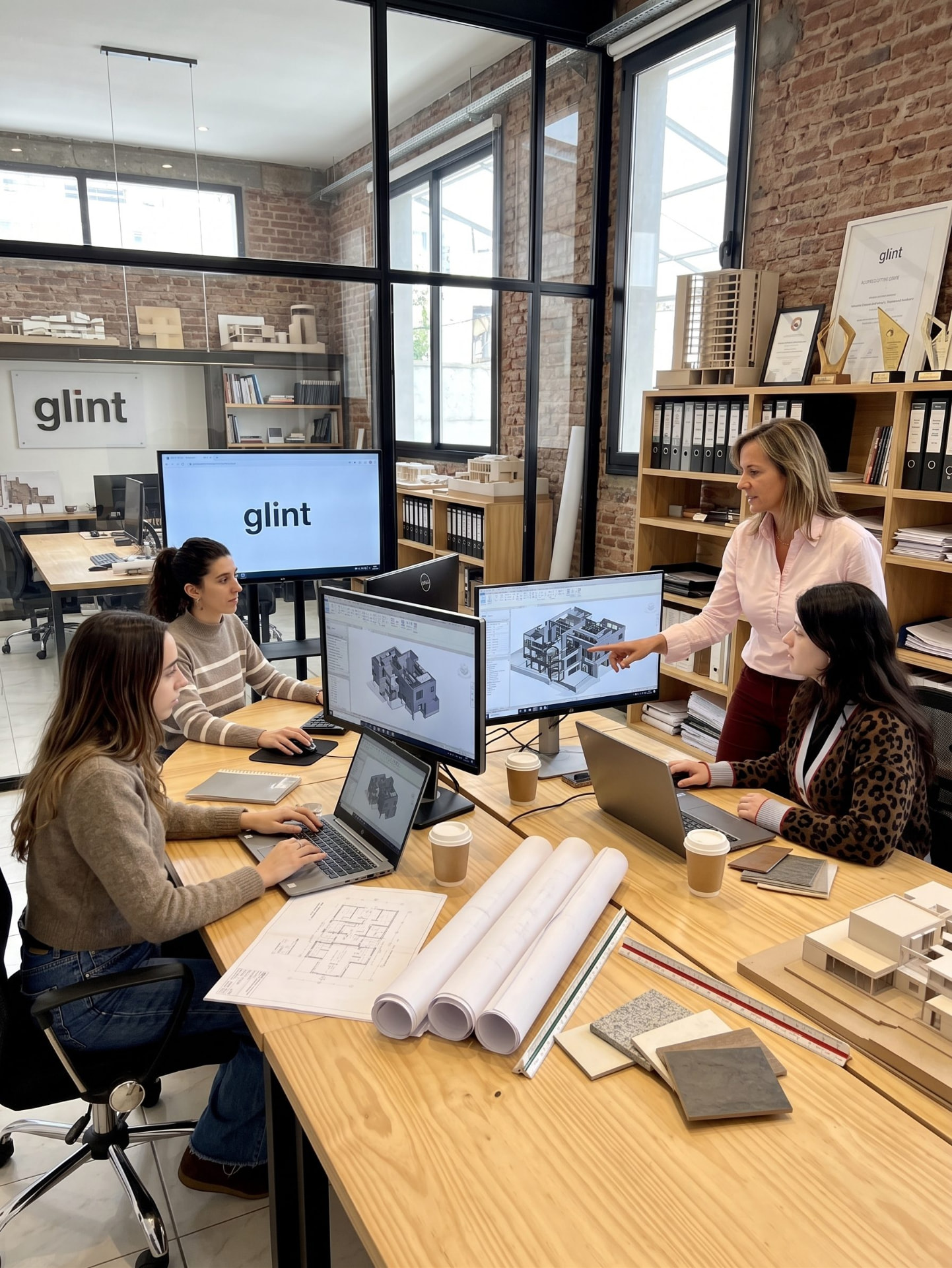 Glint team collaborating in the studio